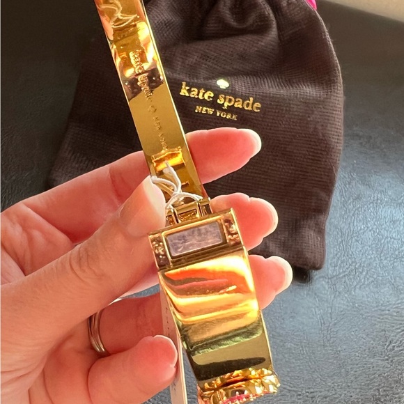 NWT Kate Spade Pink Flutter Floral Gold Bangle Bracelet - Picture 6 of 11